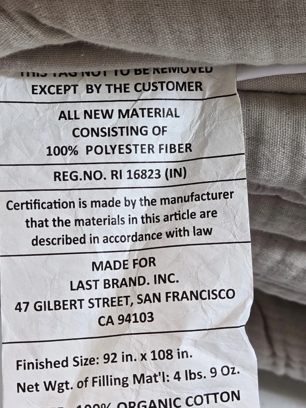 NWT QUINCE Organic Airy Gauze Dream Quilt King/Cal King Fog Grey 8521